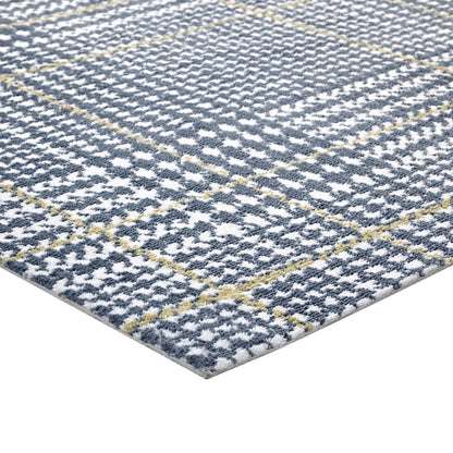 Modway Outlet Kaja Abstract Plaid 5x8 Area Rug by Modway  Living Room Rugs Ivory Cadet Blue and Citron - R-1024C-58