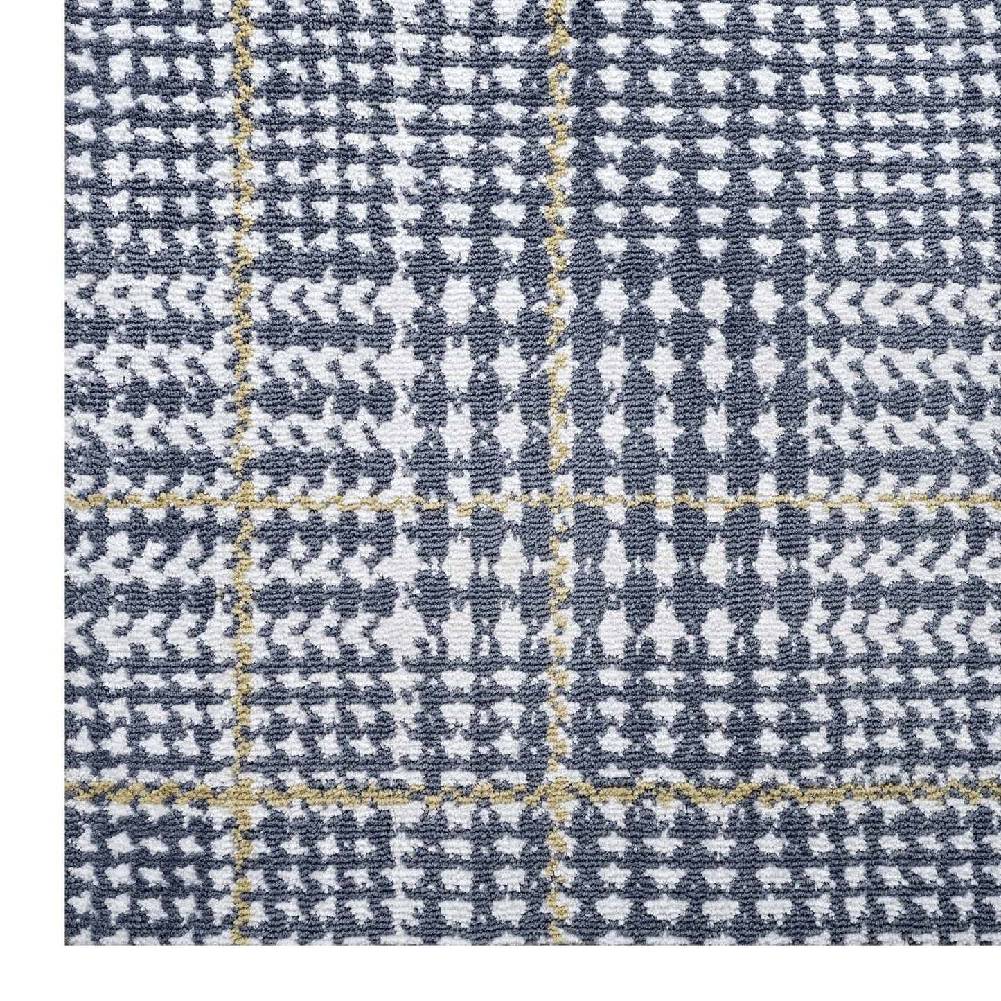 Modway Outlet Kaja Abstract Plaid 5x8 Area Rug by Modway  Living Room Rugs Ivory Cadet Blue and Citron - R-1024C-58