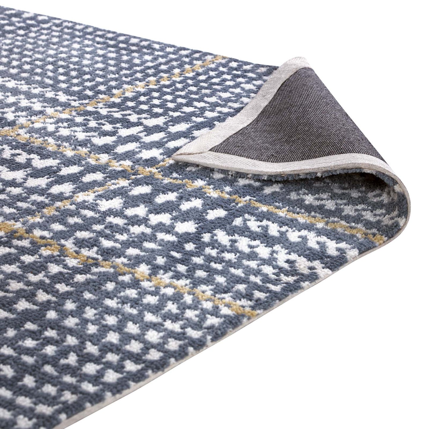 Modway Outlet Kaja Abstract Plaid 5x8 Area Rug by Modway  Living Room Rugs Ivory Cadet Blue and Citron - R-1024C-58