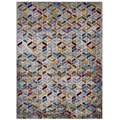 Modway Outlet Laleh Geometric Mosaic 4x6 Area Rug by Modway  Living Room Rugs Multicolored - R-1088A-46