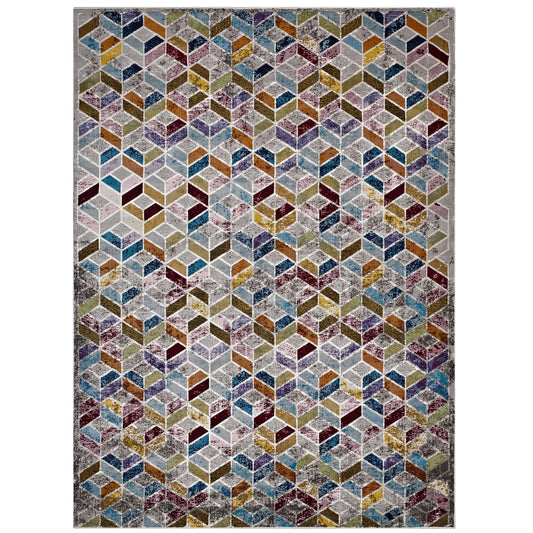 Modway Outlet Laleh Geometric Mosaic 4x6 Area Rug by Modway  Living Room Rugs Multicolored - R-1088A-46