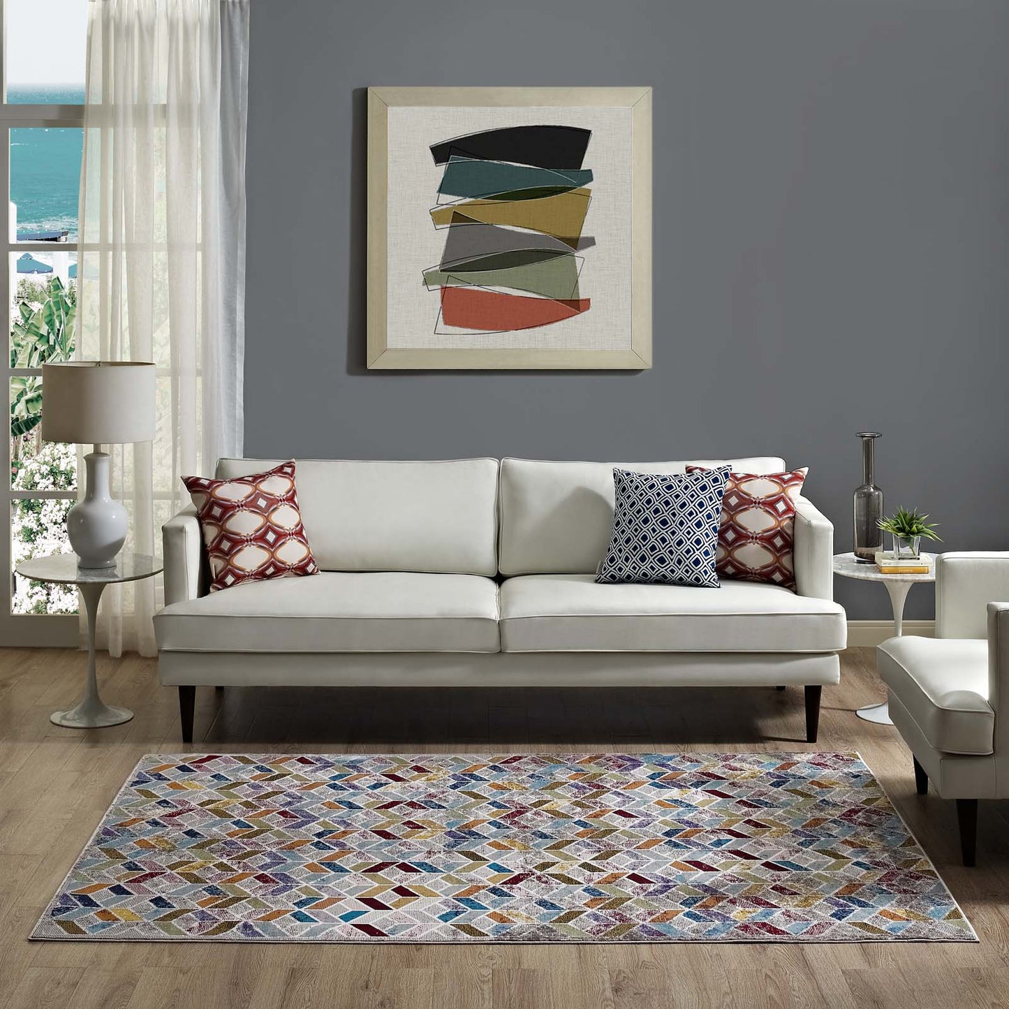 Modway Outlet Laleh Geometric Mosaic 4x6 Area Rug by Modway  Living Room Rugs Multicolored - R-1088A-46