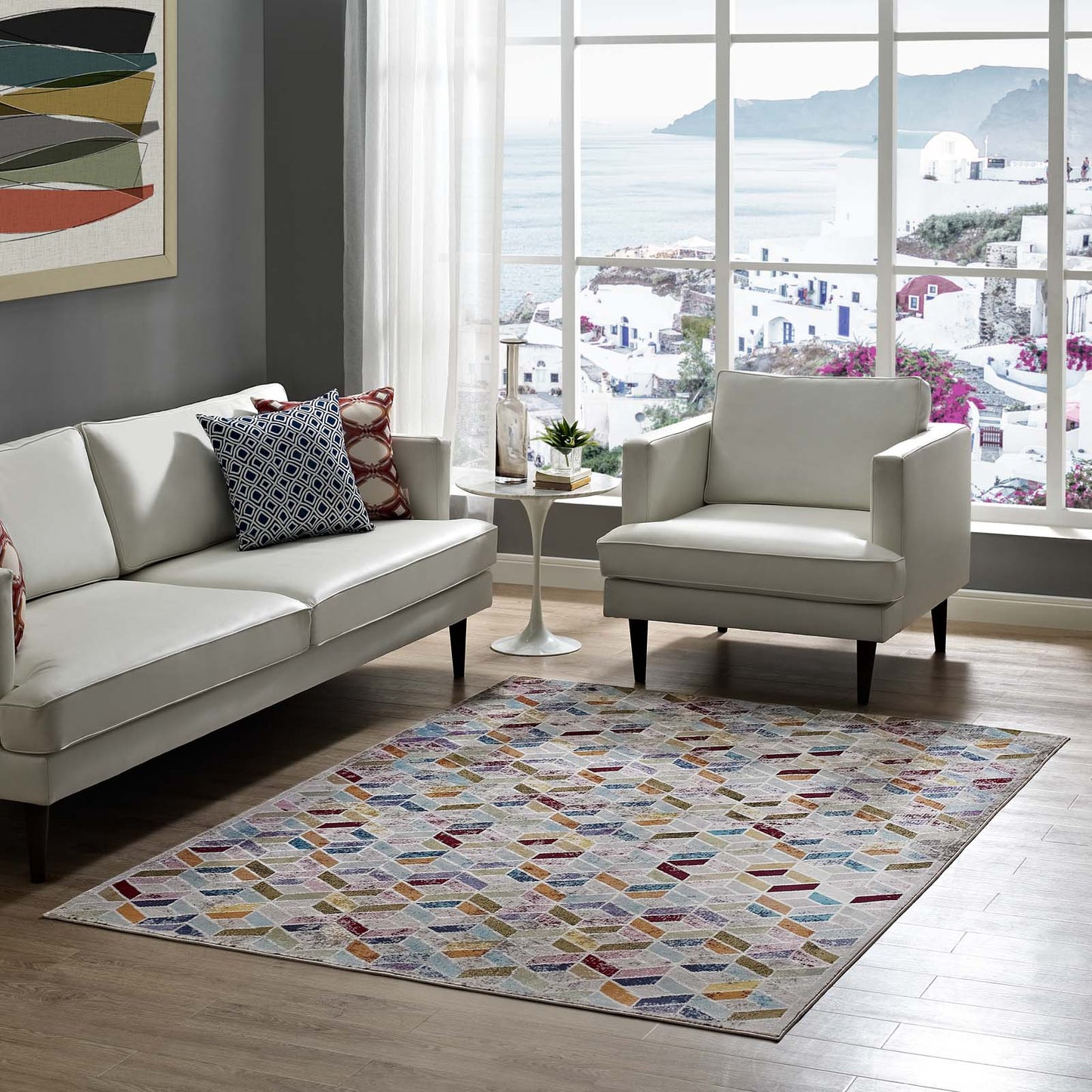 Modway Outlet Laleh Geometric Mosaic 4x6 Area Rug by Modway  Living Room Rugs Multicolored - R-1088A-46