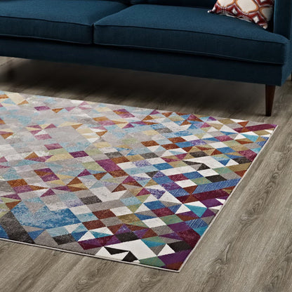 Modway Outlet Lavendula Triangle Mosaic 4x6 Area Rug by Modway  Living Room Rugs Multicolored - R-1089A-46