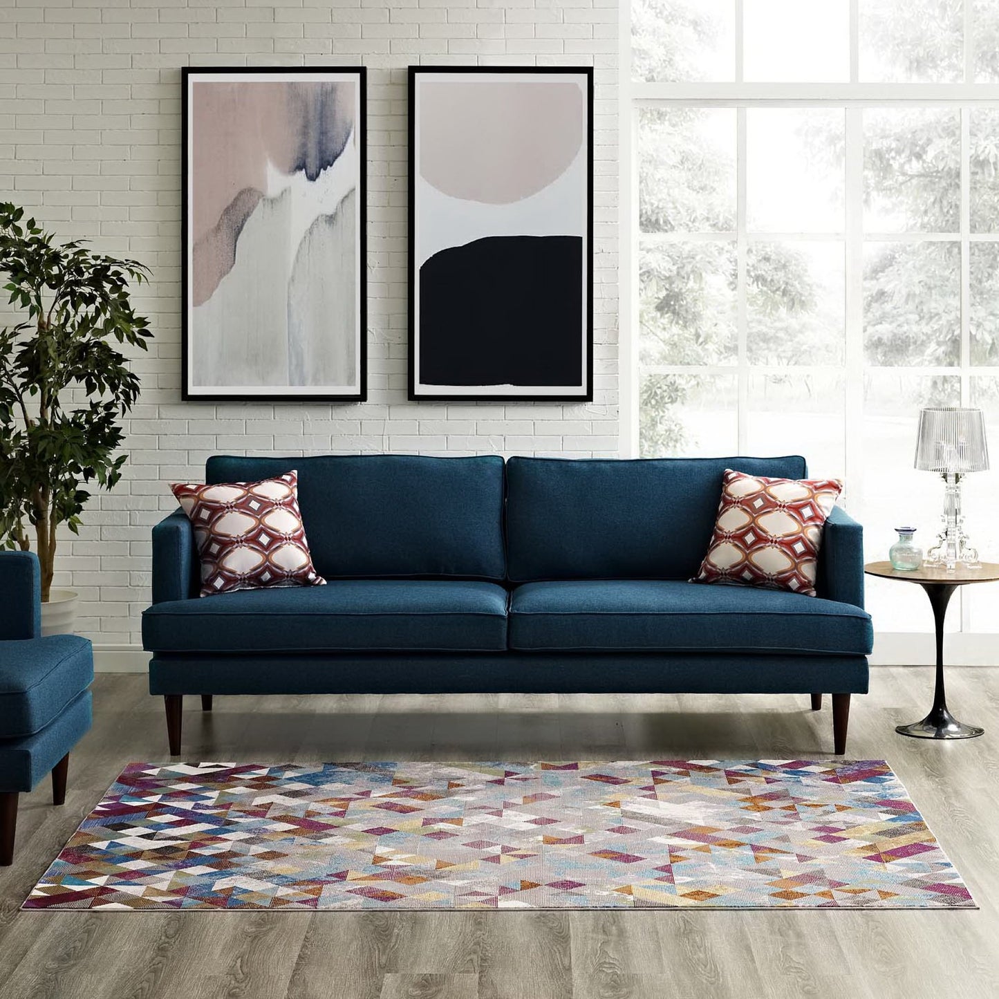 Modway Outlet Lavendula Triangle Mosaic 4x6 Area Rug by Modway  Living Room Rugs Multicolored - R-1089A-46