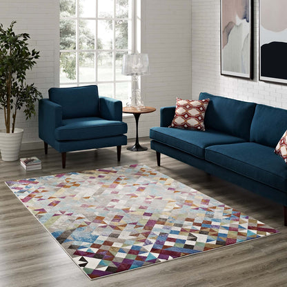 Modway Outlet Lavendula Triangle Mosaic 5x8 Area Rug by Modway  Living Room Rugs Multicolored - R-1089A-58