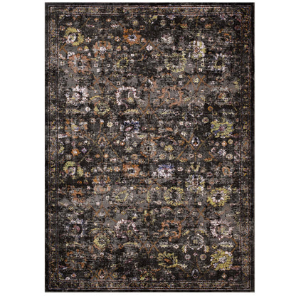 Modway Outlet Minu Distressed Floral Lattice 4x6 Area Rug by Modway  Living Room Rugs Black Yellow and Orange - R-1091A-46