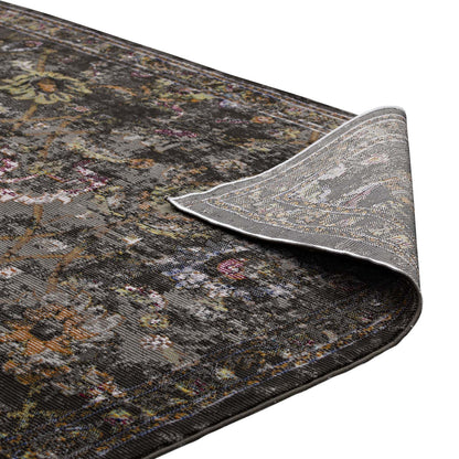 Modway Outlet Minu Distressed Floral Lattice 4x6 Area Rug by Modway  Living Room Rugs Black Yellow and Orange - R-1091A-46