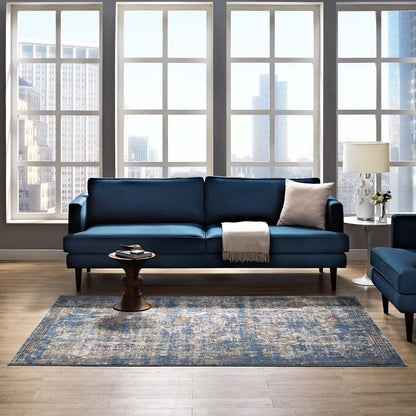 Modway Outlet Minu Distressed Floral Lattice 8x10 Area Rug by Modway  Living Room Rugs Blue Gray Yellow and Orange - R-1091C-810