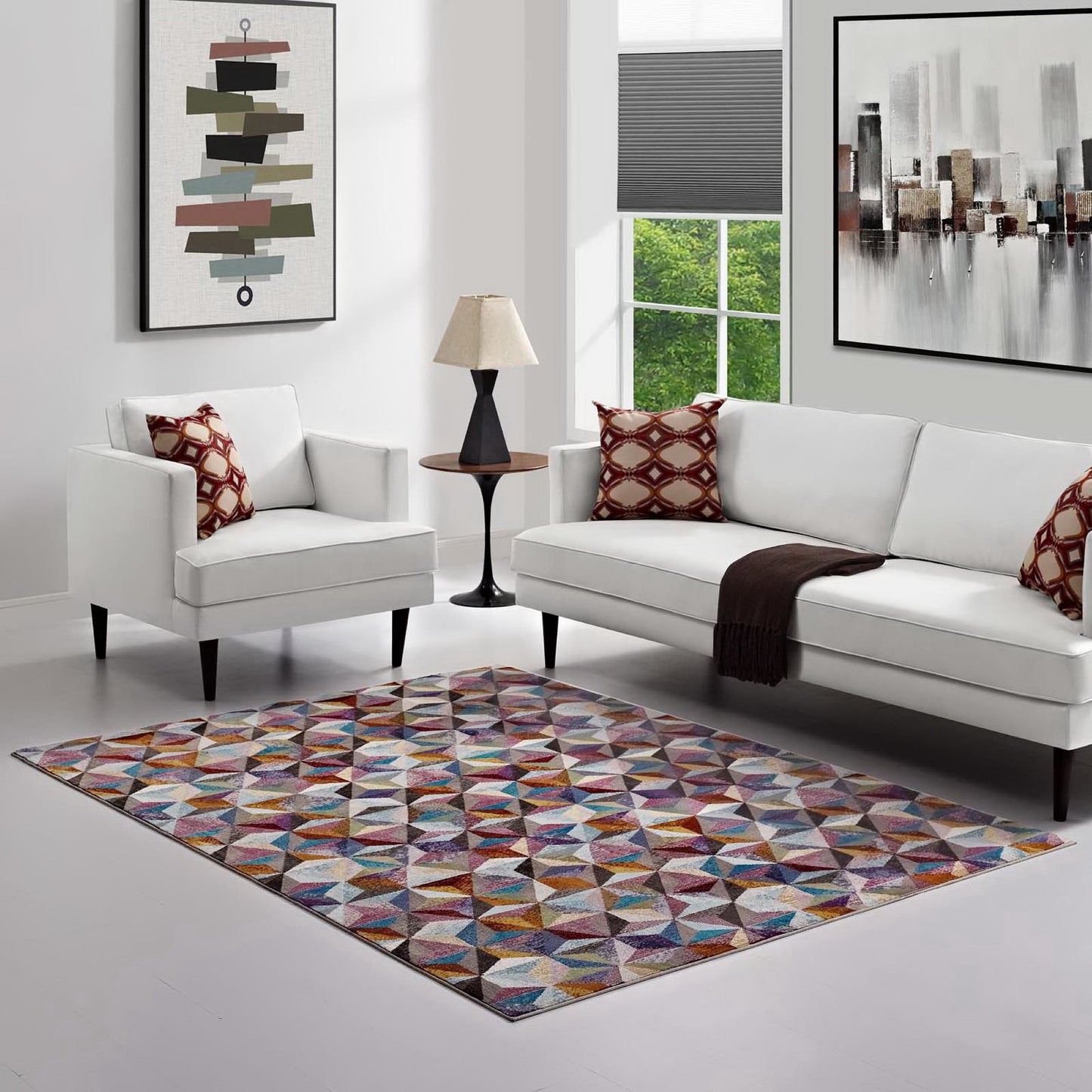 Modway Outlet Arisa Geometric Hexagon Mosaic 4x6 Area Rug by Modway  Living Room Rugs Multicolored - R-1092A-46