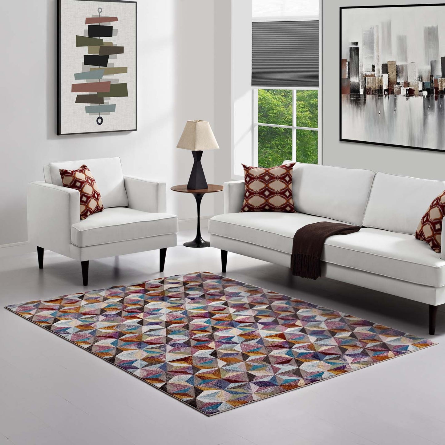 Modway Outlet Arisa Geometric Hexagon Mosaic 8x10 Area Rug by Modway  Living Room Rugs Multicolored - R-1092A-810
