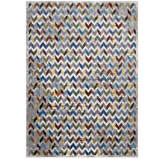 Modway Outlet Gemma Chevron Mosaic 4x6 Area Rug by Modway  Living Room Rugs Multicolored - R-1093A-46