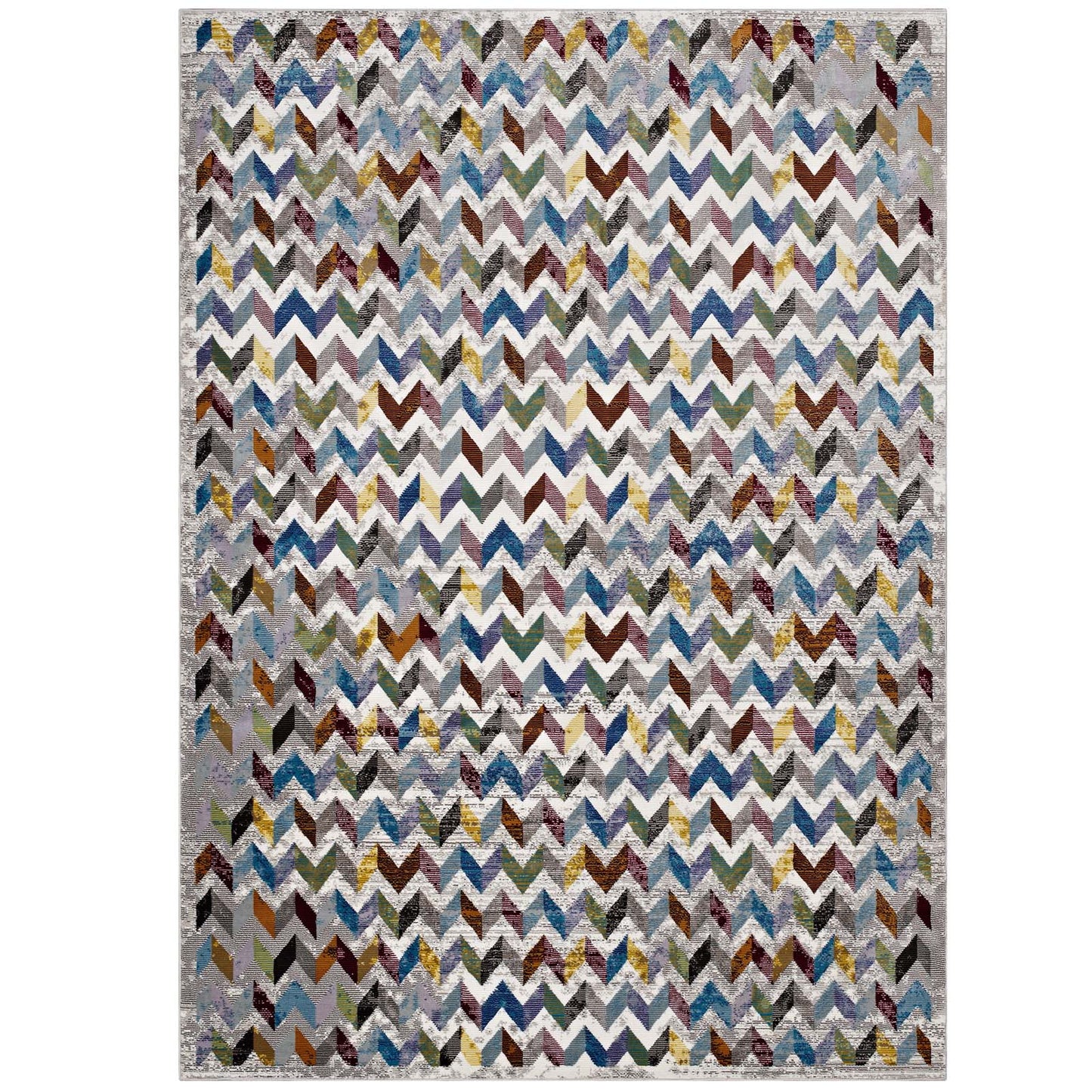 Modway Outlet Gemma Chevron Mosaic 5x8 Area Rug by Modway  Living Room Rugs Multicolored - R-1093A-58