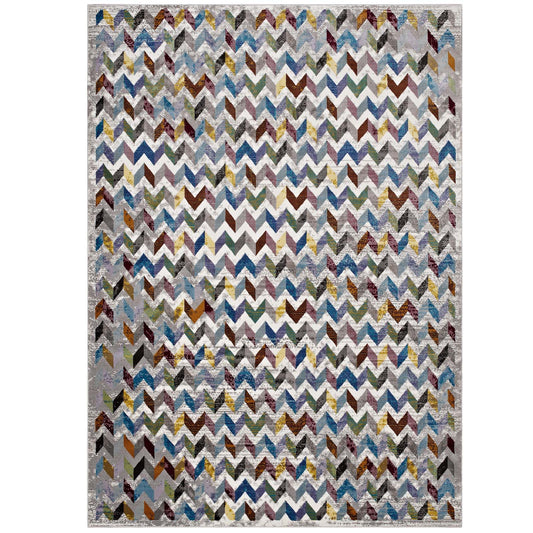 Modway Outlet Gemma Chevron Mosaic 5x8 Area Rug by Modway  Living Room Rugs Multicolored - R-1093A-58