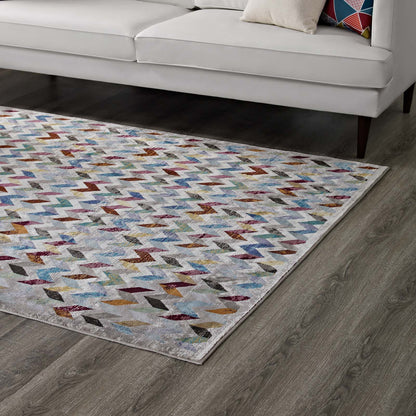 Modway Outlet Gemma Chevron Mosaic 5x8 Area Rug by Modway  Living Room Rugs Multicolored - R-1093A-58