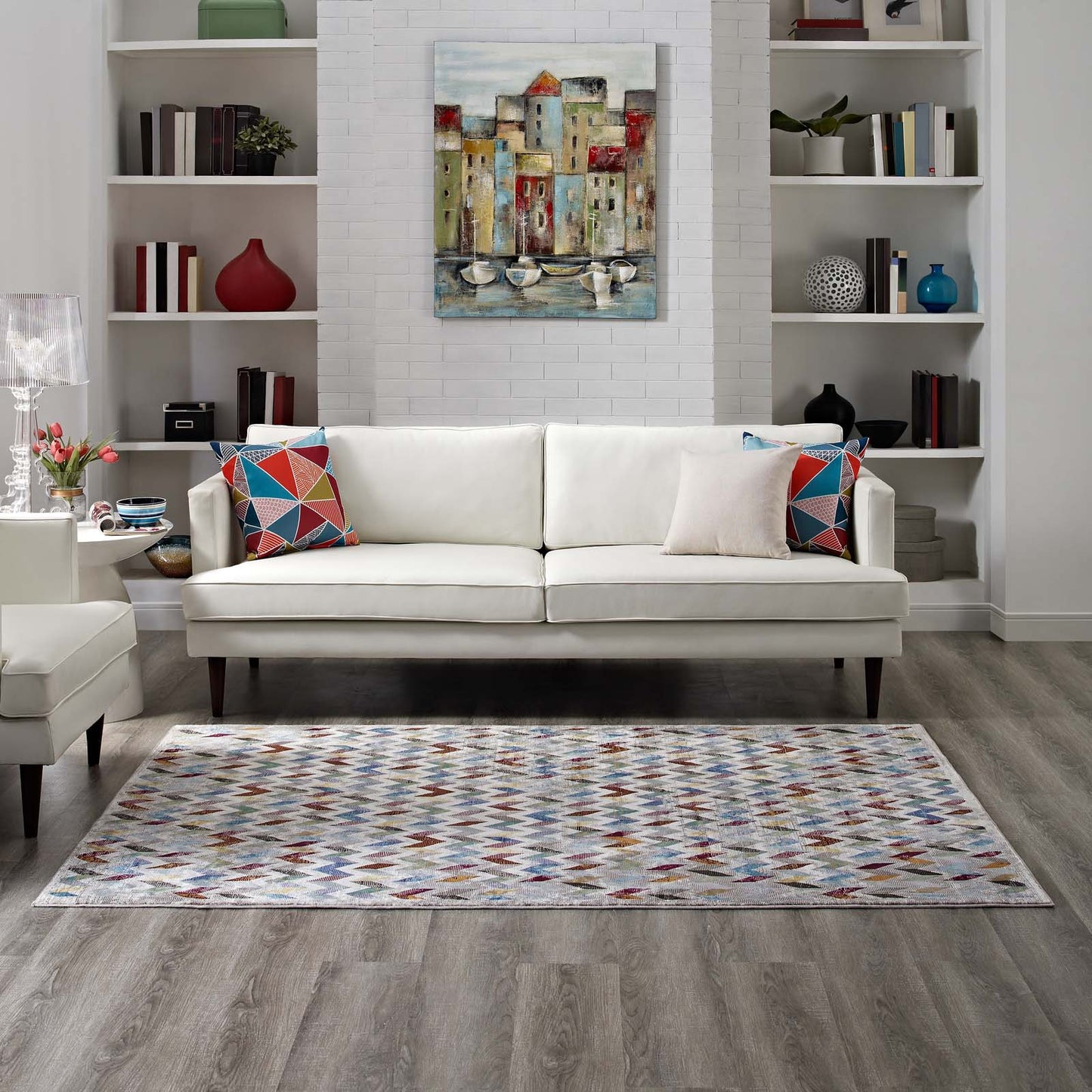 Modway Outlet Gemma Chevron Mosaic 5x8 Area Rug by Modway  Living Room Rugs Multicolored - R-1093A-58