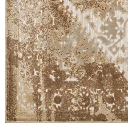 Modway Outlet Rosina Distressed Vintage Medallion 5x8 Area Rug by Modway  Living Room Rugs Tan and Cream - R-1094A-58