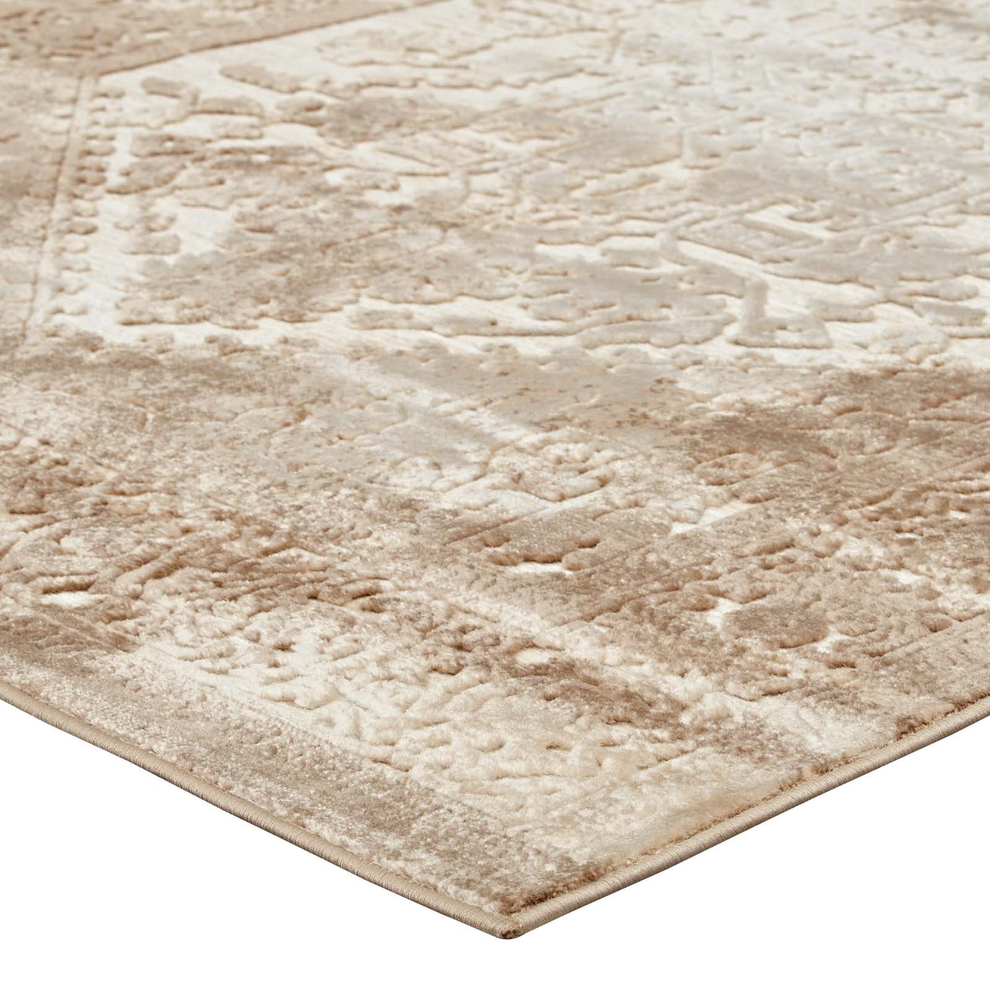 Modway Outlet Rosina Distressed Vintage Medallion 8x10 Area Rug by Modway  Living Room Rugs Tan and Cream - R-1094A-810