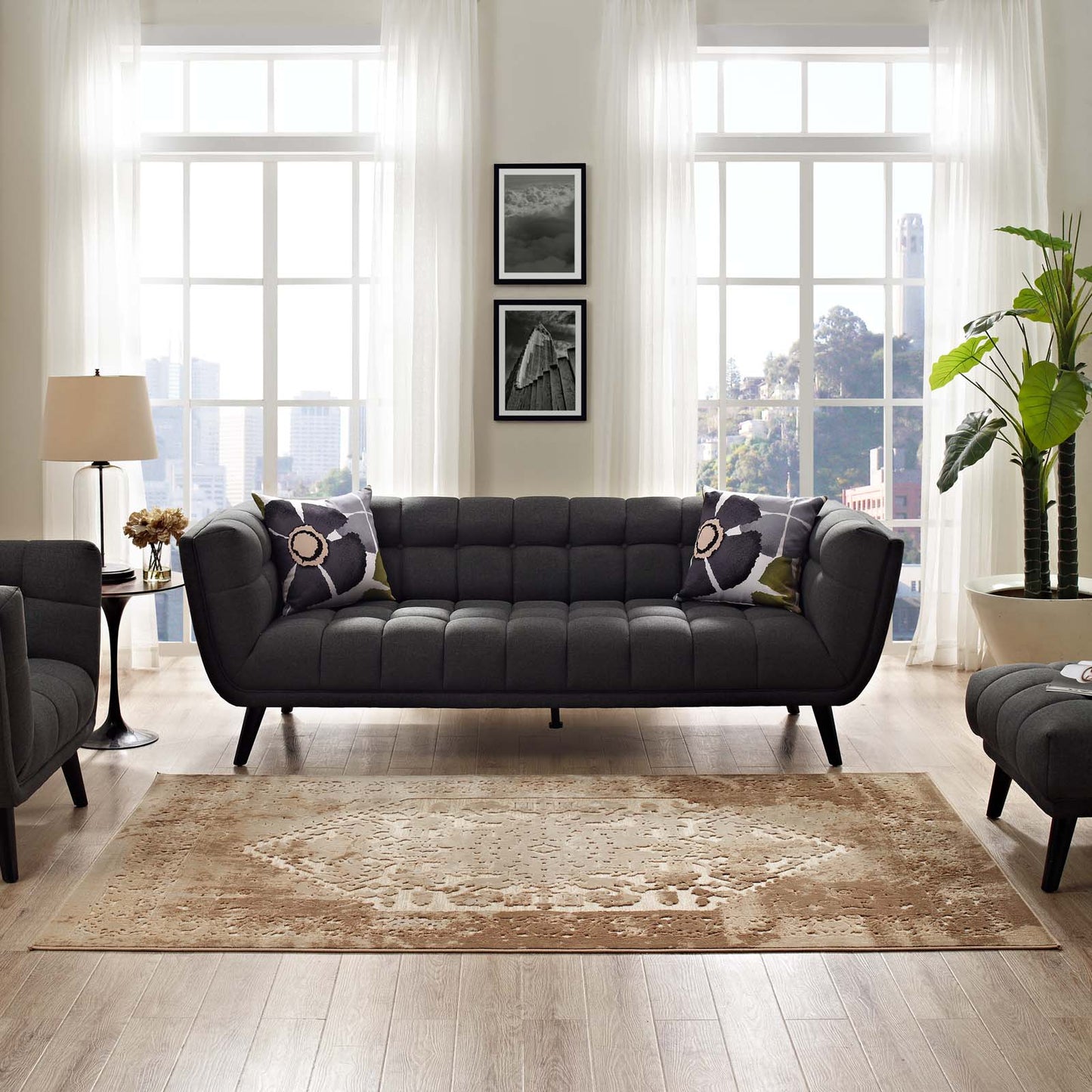 Modway Outlet Rosina Distressed Vintage Medallion 8x10 Area Rug by Modway  Living Room Rugs Tan and Cream - R-1094A-810