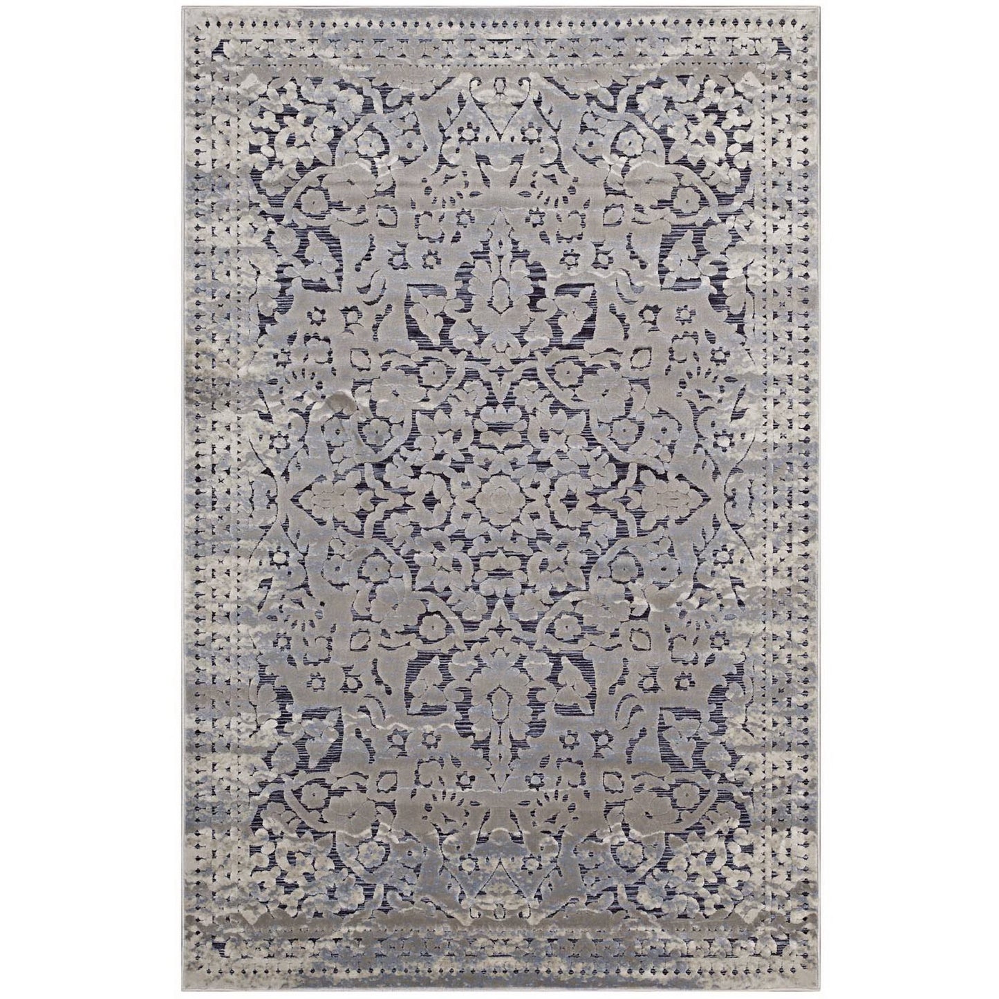 Modway Outlet Margarida Distressed Vintage Turkish 5x8 Area Rug by Modway  Living Room Rugs Blue and Cream - R-1095A-58