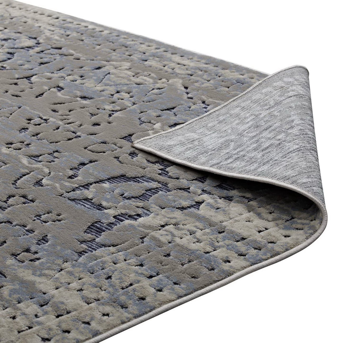 Modway Outlet Margarida Distressed Vintage Turkish 5x8 Area Rug by Modway  Living Room Rugs Blue and Cream - R-1095A-58