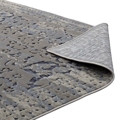 Modway Outlet Margarida Distressed Vintage Turkish 5x8 Area Rug by Modway  Living Room Rugs Blue and Cream - R-1095A-58