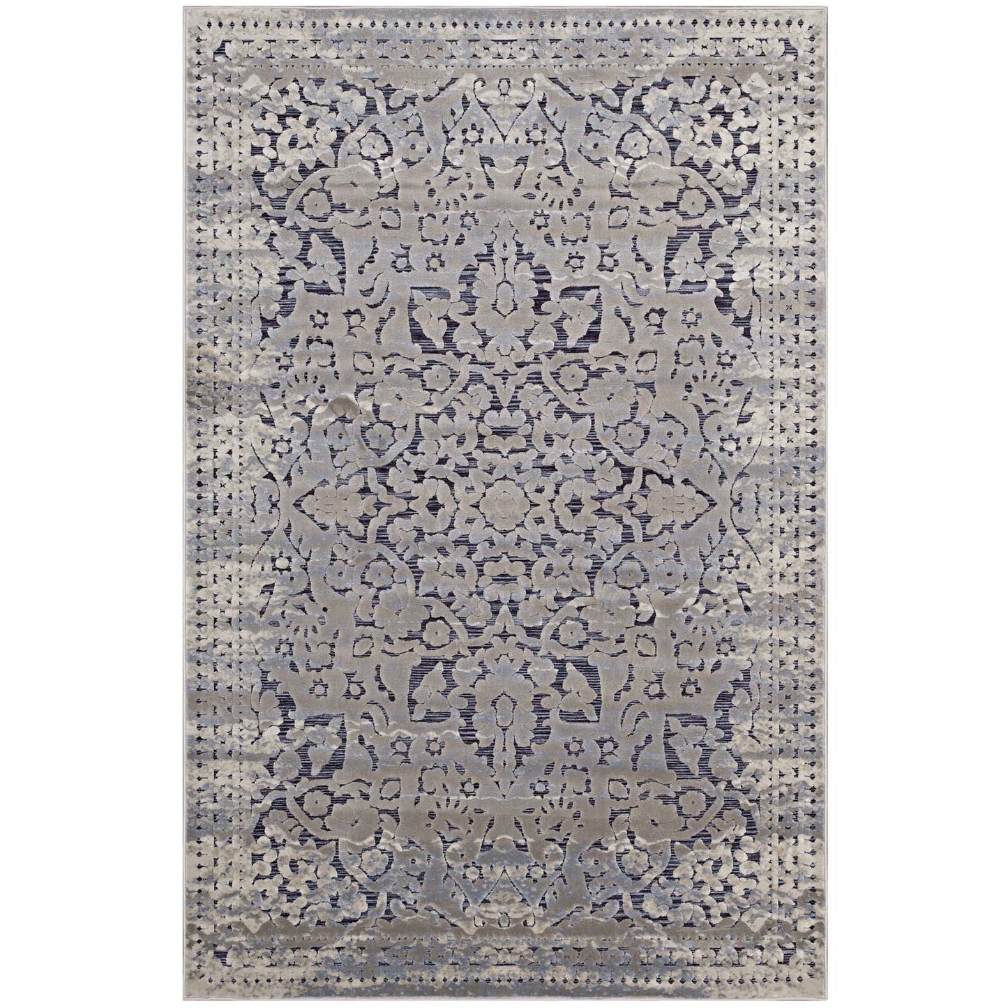 Modway Outlet Margarida Distressed Vintage Turkish 8x10 Area Rug by Modway  Living Room Rugs Blue and Cream - R-1095A-810
