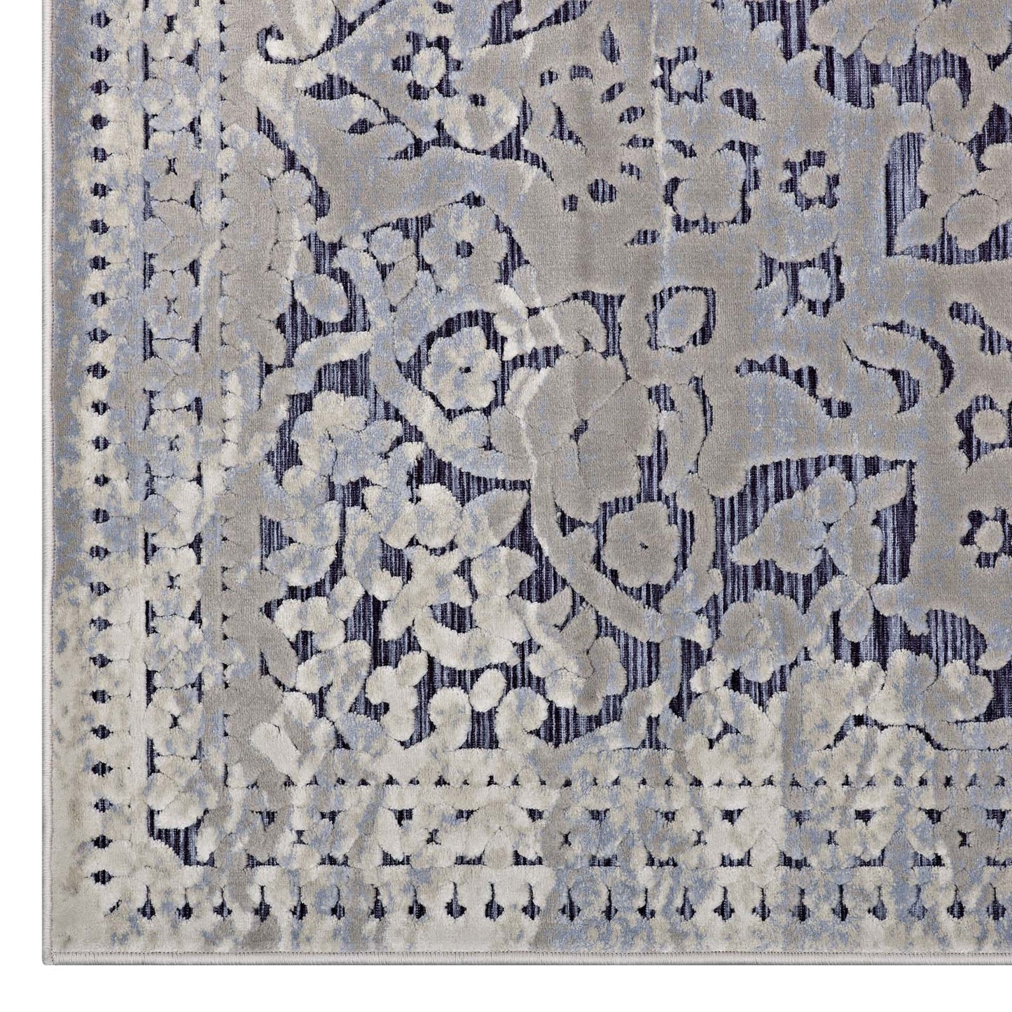 Modway Outlet Margarida Distressed Vintage Turkish 8x10 Area Rug by Modway  Living Room Rugs Blue and Cream - R-1095A-810