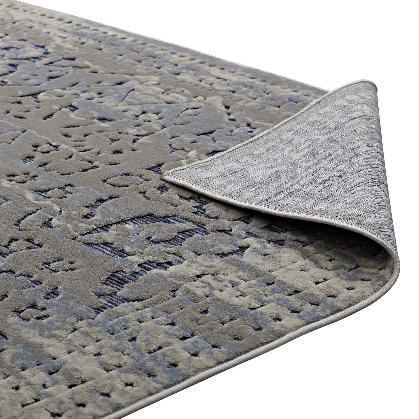 Modway Outlet Margarida Distressed Vintage Turkish 8x10 Area Rug by Modway  Living Room Rugs Blue and Cream - R-1095A-810