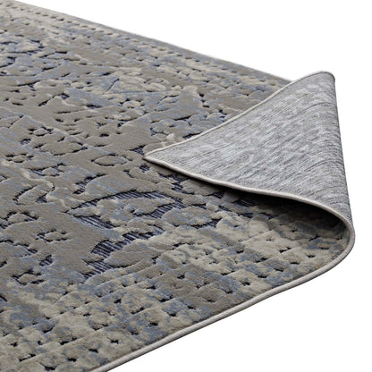 Modway Outlet Margarida Distressed Vintage Turkish 8x10 Area Rug by Modway  Living Room Rugs Blue and Cream - R-1095A-810