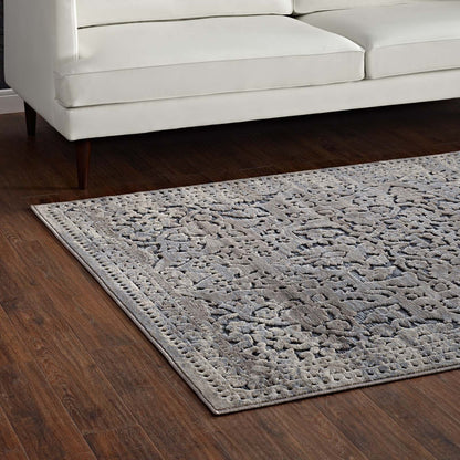 Modway Outlet Margarida Distressed Vintage Turkish 8x10 Area Rug by Modway  Living Room Rugs Blue and Cream - R-1095A-810