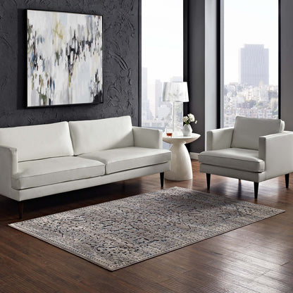 Modway Outlet Margarida Distressed Vintage Turkish 8x10 Area Rug by Modway  Living Room Rugs Blue and Cream - R-1095A-810