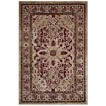 Modway Outlet Grania Ornate Vintage Floral Turkish 5x8 Area Rug by Modway  Living Room Rugs Burgundy and Tan - R-1096A-58