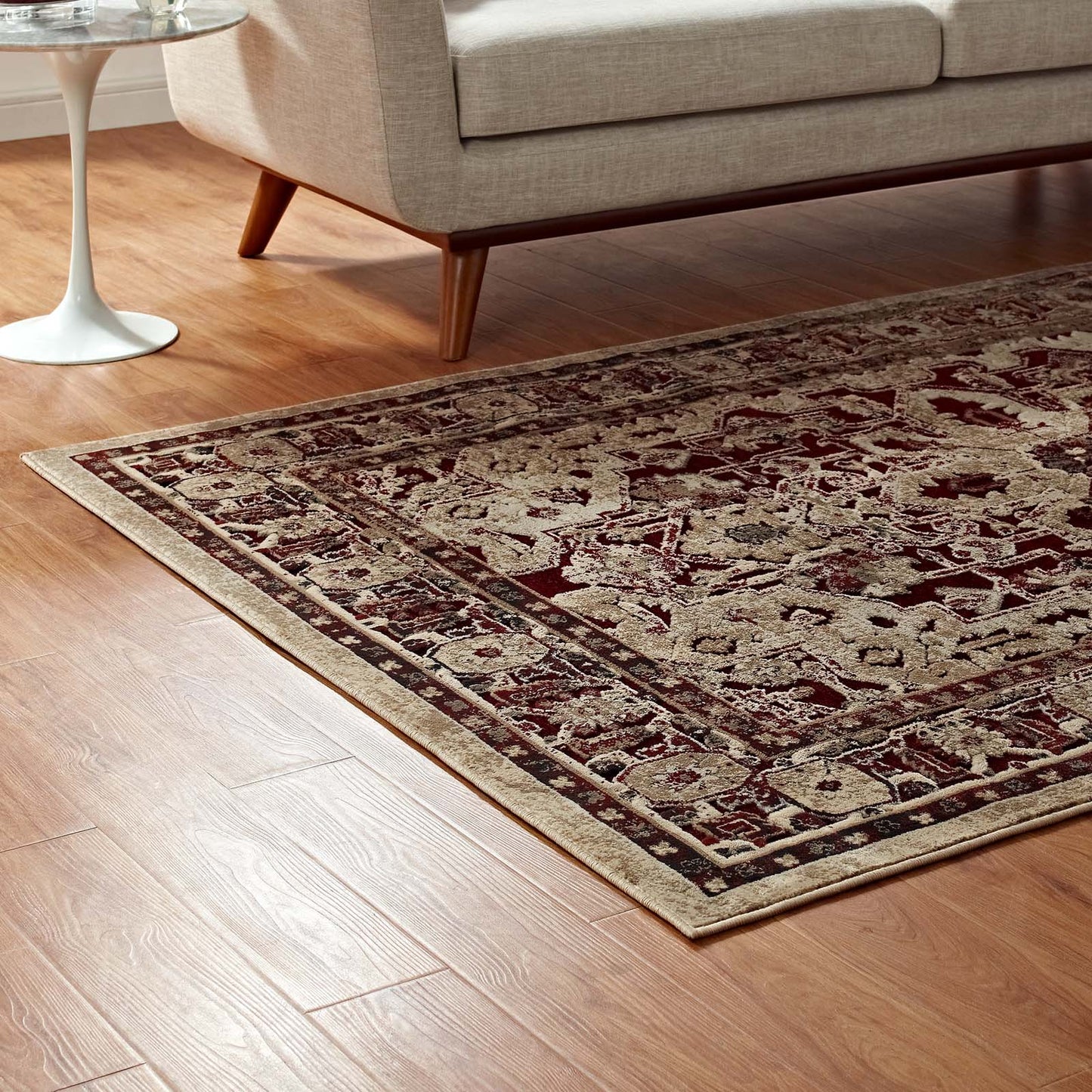 Modway Outlet Grania Ornate Vintage Floral Turkish 5x8 Area Rug by Modway  Living Room Rugs Burgundy and Tan - R-1096A-58