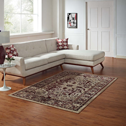 Modway Outlet Grania Ornate Vintage Floral Turkish 5x8 Area Rug by Modway  Living Room Rugs Burgundy and Tan - R-1096A-58