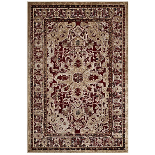 Modway Outlet Grania Ornate Vintage Floral Turkish 8x10 Area Rug by Modway  Living Room Rugs Burgundy and Tan - R-1096A-810