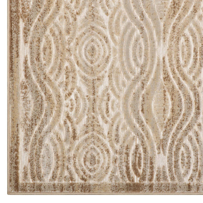 Modway Outlet Kennocha Rustic Vintage Abstract Waves 5x8 Area Rug by Modway  Living Room Rugs Tan and Cream - R-1097A-58