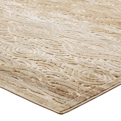 Modway Outlet Kennocha Rustic Vintage Abstract Waves 5x8 Area Rug by Modway  Living Room Rugs Tan and Cream - R-1097A-58