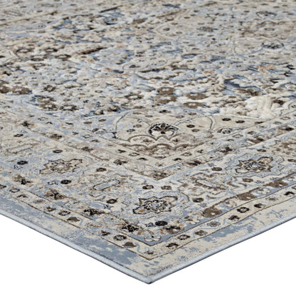 Modway Outlet Elqenna Ornate Vintage Floral Turkish 5x8 Area Rug by Modway  Living Room Rugs Blue and Cream - R-1099A-58