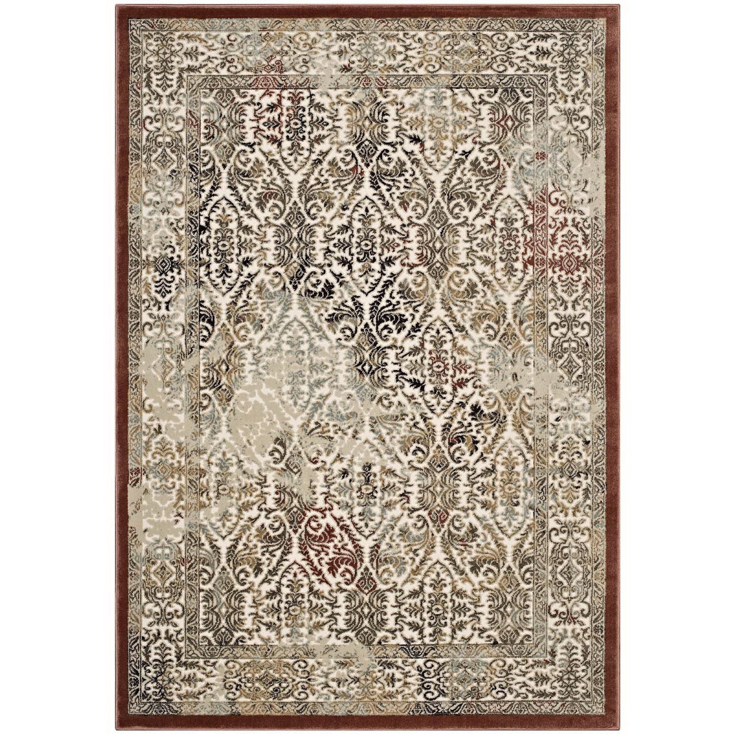 Modway Outlet Hester Ornate Turkish Vintage 5x8 Area Rug by Modway  Living Room Rugs Tan and Walnut Brown - R-1100A-58