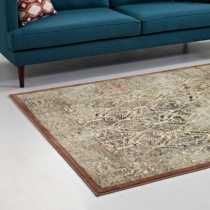 Modway Outlet Hester Ornate Turkish Vintage 8x10 Area Rug by Modway  Living Room Rugs Tan and Walnut Brown - R-1100A-810