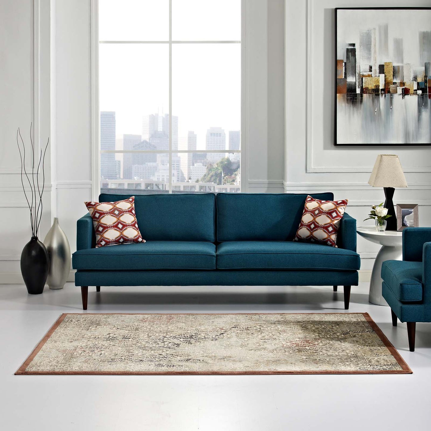 Modway Outlet Hester Ornate Turkish Vintage 8x10 Area Rug by Modway  Living Room Rugs Tan and Walnut Brown - R-1100A-810