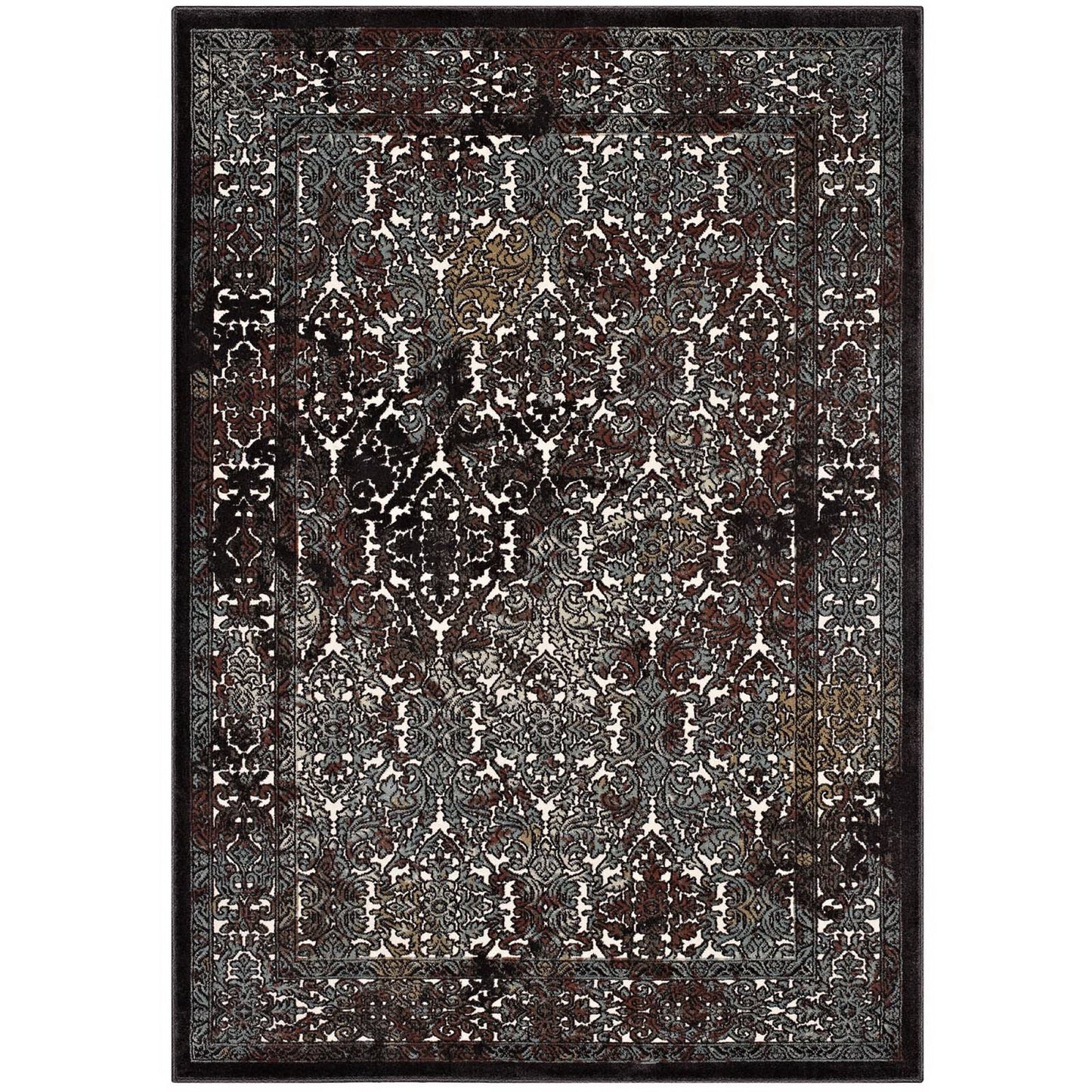 Modway Outlet Westia Ornate Turkish Vintage 5x8 Area Rug by Modway  Living Room Rugs Dark Brown and Silver Blue - R-1101A-58