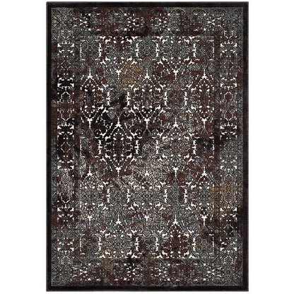 Modway Outlet Westia Ornate Turkish Vintage 5x8 Area Rug by Modway  Living Room Rugs Dark Brown and Silver Blue - R-1101A-58