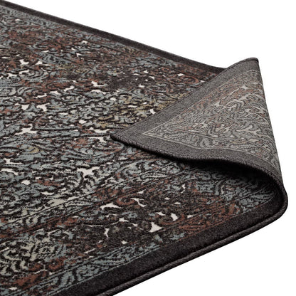 Modway Outlet Westia Ornate Turkish Vintage 5x8 Area Rug by Modway  Living Room Rugs Dark Brown and Silver Blue - R-1101A-58