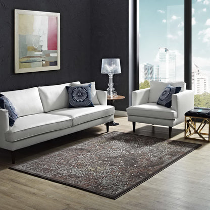 Modway Outlet Westia Ornate Turkish Vintage 5x8 Area Rug by Modway  Living Room Rugs Dark Brown and Silver Blue - R-1101A-58