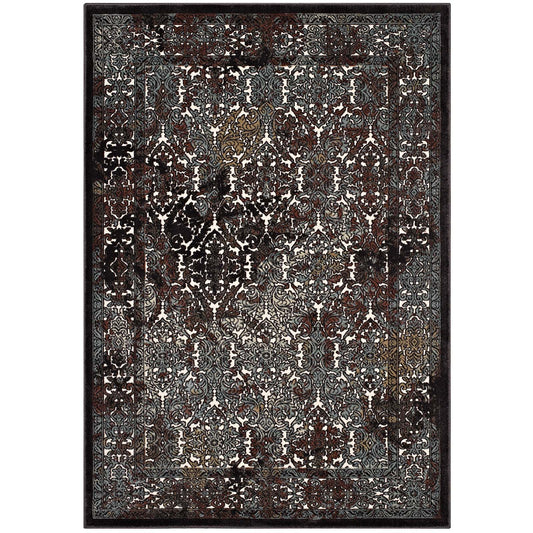 Modway Outlet Westia Ornate Turkish Vintage 8x10 Area Rug by Modway  Living Room Rugs Dark Brown and Silver Blue - R-1101A-810