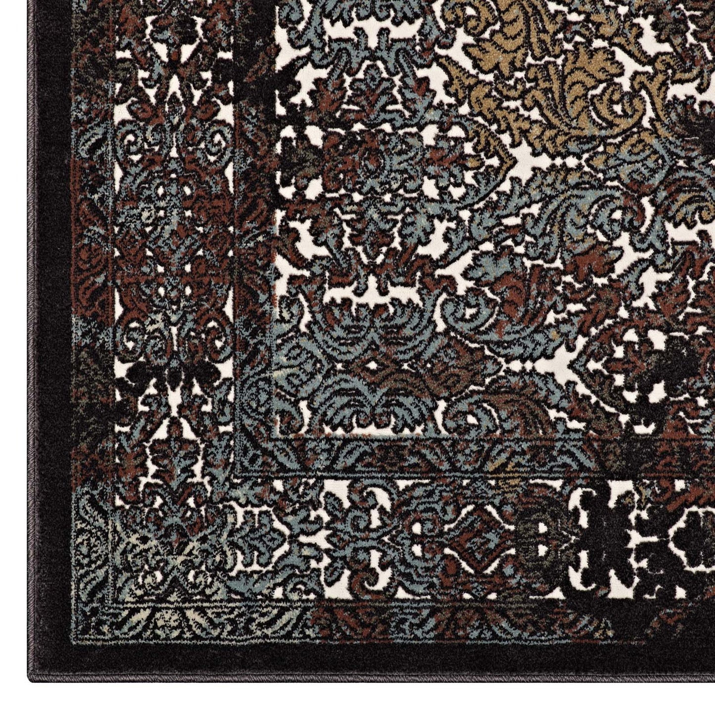 Modway Outlet Westia Ornate Turkish Vintage 8x10 Area Rug by Modway  Living Room Rugs Dark Brown and Silver Blue - R-1101A-810