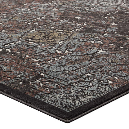 Modway Outlet Westia Ornate Turkish Vintage 8x10 Area Rug by Modway  Living Room Rugs Dark Brown and Silver Blue - R-1101A-810