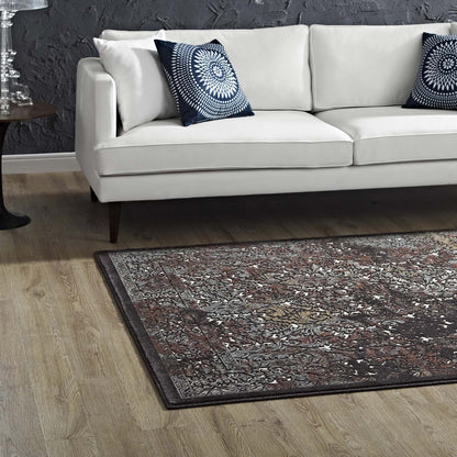 Modway Outlet Westia Ornate Turkish Vintage 8x10 Area Rug by Modway  Living Room Rugs Dark Brown and Silver Blue - R-1101A-810